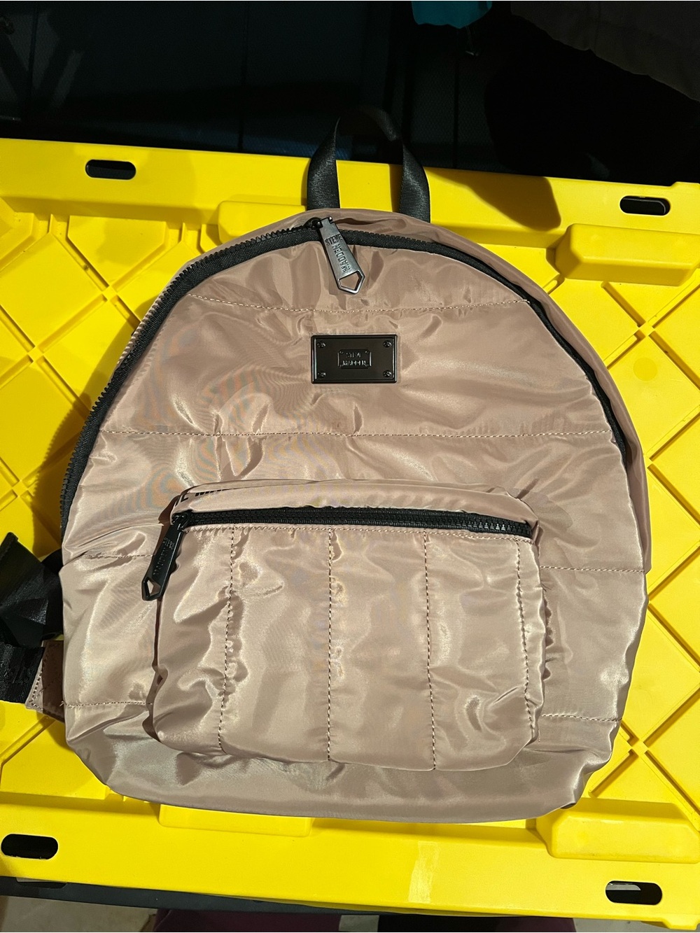 Taupe Quilted Steve Madden Backpack - Minimal Everyday Bag